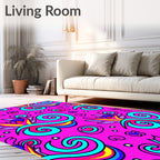 Vibrant Pink Psychedelic Swirl Flower Rug