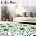 Green Clover Meadow Swirl Rug