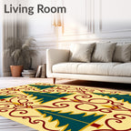 Teal Evergreen Vines Festive Rug