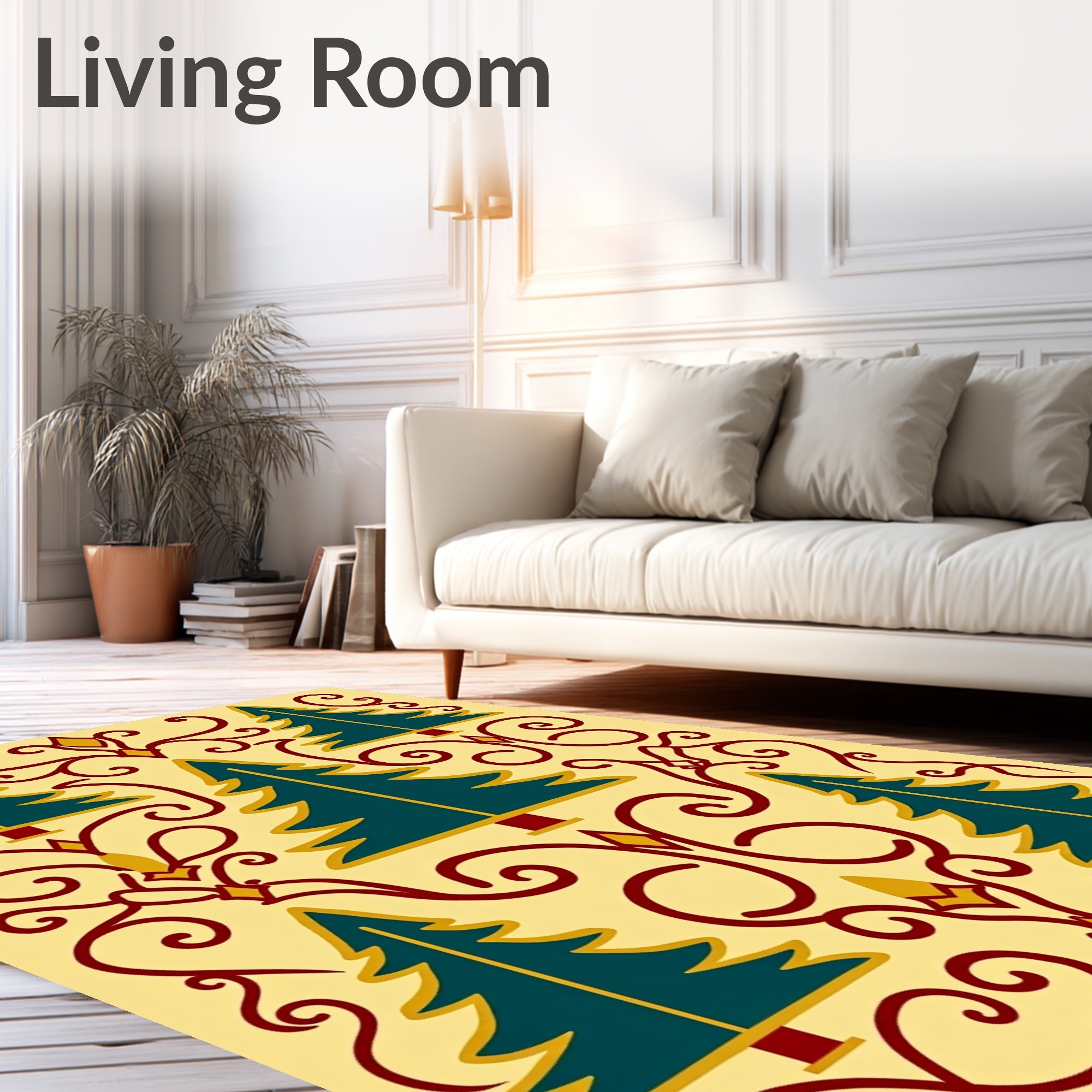Teal Evergreen Vines Festive Rug