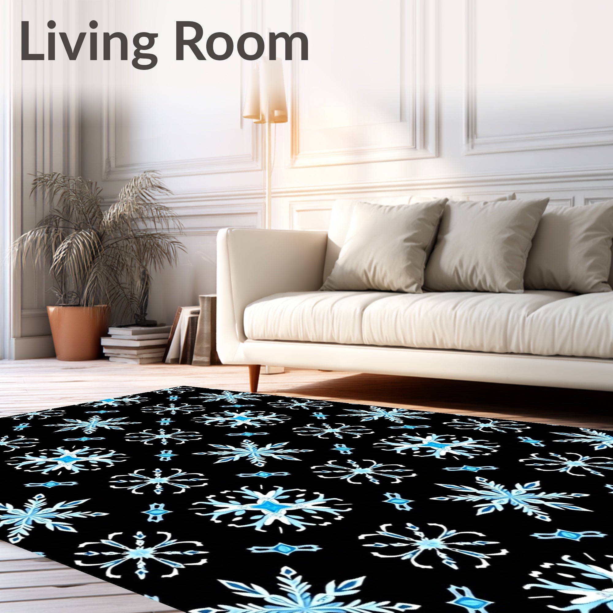Winter White Blue Snowflake Scatter Rug