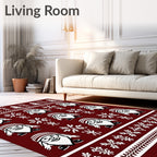 Festive Burgundy Santa Snowflakes Rug