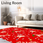 Merry Reindeer Snow Stars Rug