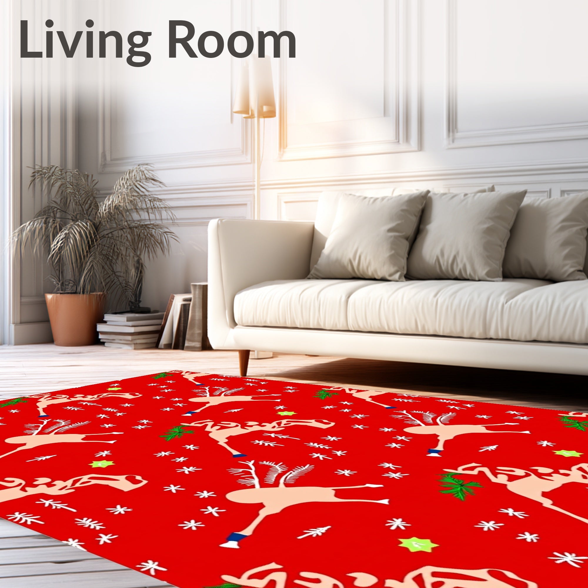 Merry Reindeer Snow Stars Rug