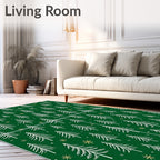 Forest Green Pine Tree Snowflakes Rug