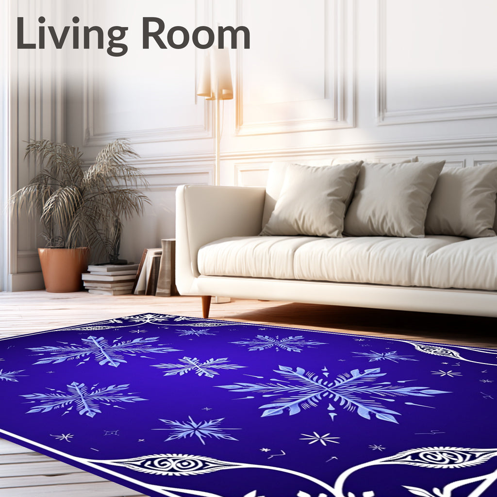 Deep Blue Snowflake Scatter Rug