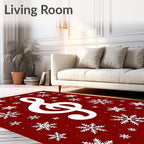 Red Snowflake Treble Clef Melodies Rug