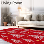 Red White Spruce Forest Stars Rug