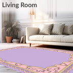 Ornate Lavender Pink Floral Scroll Rug
