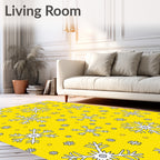 Whimsical Yellow Snowflakes Collage Rug