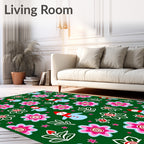 Jolly Snowman Pink Flower Garden Rug
