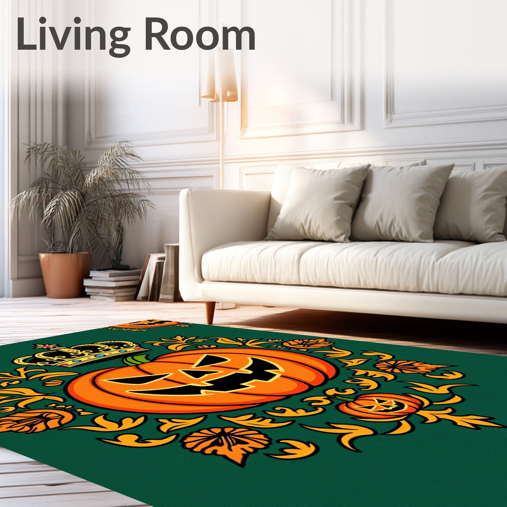 Orange Jack-o-Lantern Crown Medallion Rug