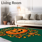 Orange Jack-o-Lantern Crown Medallion Rug