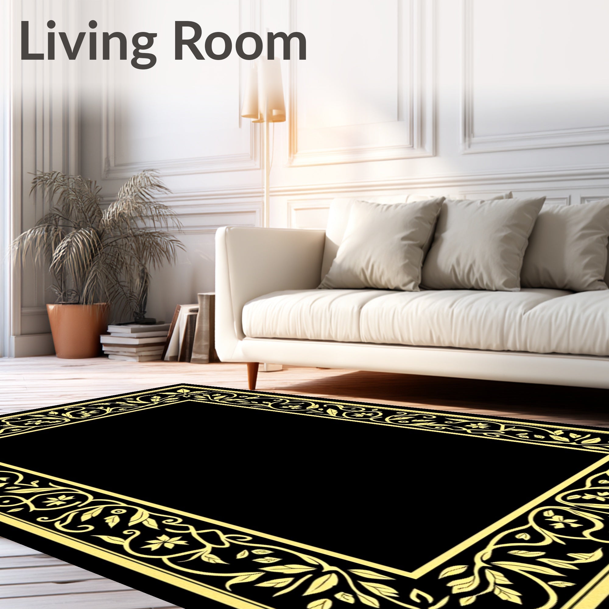 Golden Vine Foliage Rectangle Rug