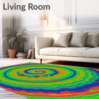 Vibrant Rainbow Swirl Concentric Circles Rug