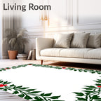 Vibrant Red Holly Christmas Border Rug