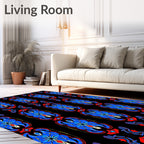 Bold Blue Red Black Geometric Arch Rug