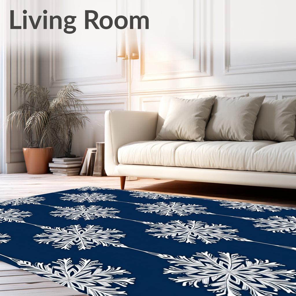 White Starburst Medallion Navy Rug
