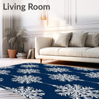 White Starburst Medallion Navy Rug