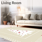 Simple White Christmas Tree Red Stars Rug