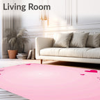Soft Pink Hearts Bows Scattered Rug