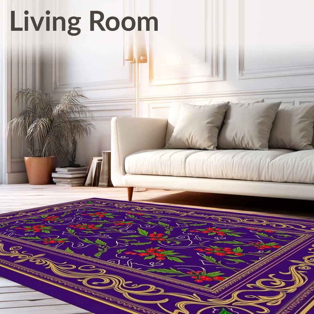 Regal Purple Berry Foliage Border Rug