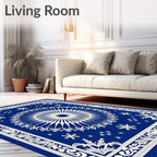 Royal Blue White Snowflake Medallion Rug