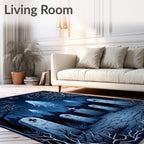 Ethereal Ghostly Cemetery Night Scene Rug