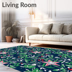 Crimson Star Botanical Navy Rug