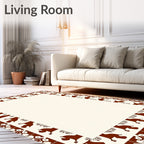 Ornate Brown Animal Border Rug