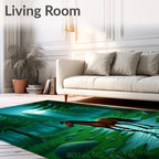 Mystical Forest Horse Moonlit Stream Rug