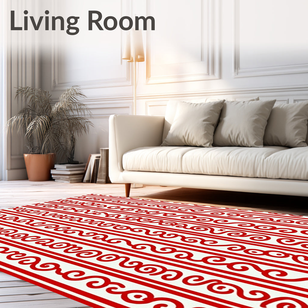 Red Swirl Stripe Rug