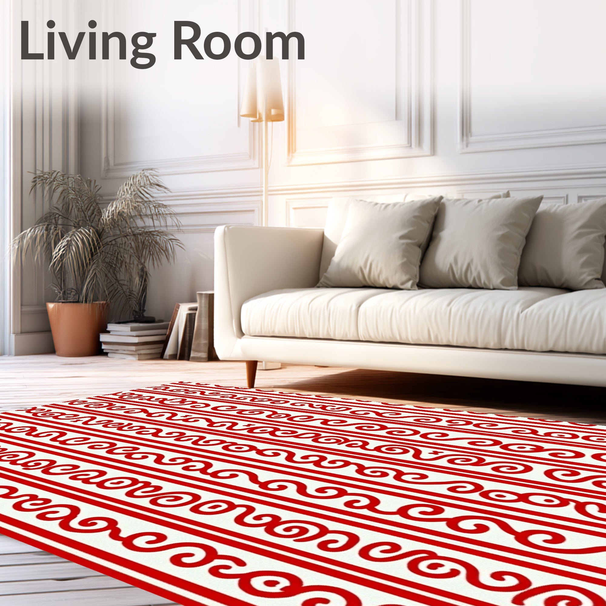 Red Swirl Stripe Rug