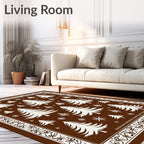 Classic Brown White Pine Forest Rug