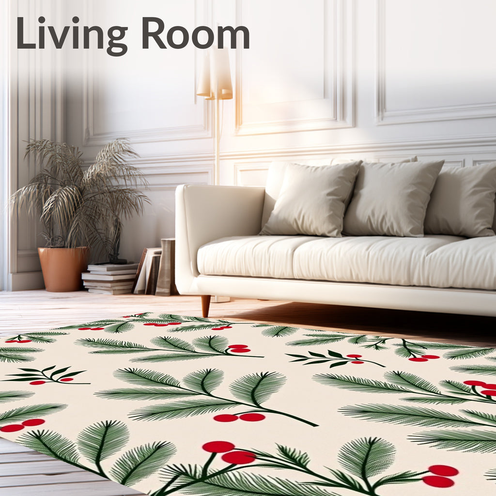 Christmas Evergreen Berry Scatter Rug