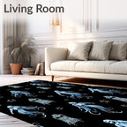 Ethereal Blue Ghostly Figures Starry Night Rug