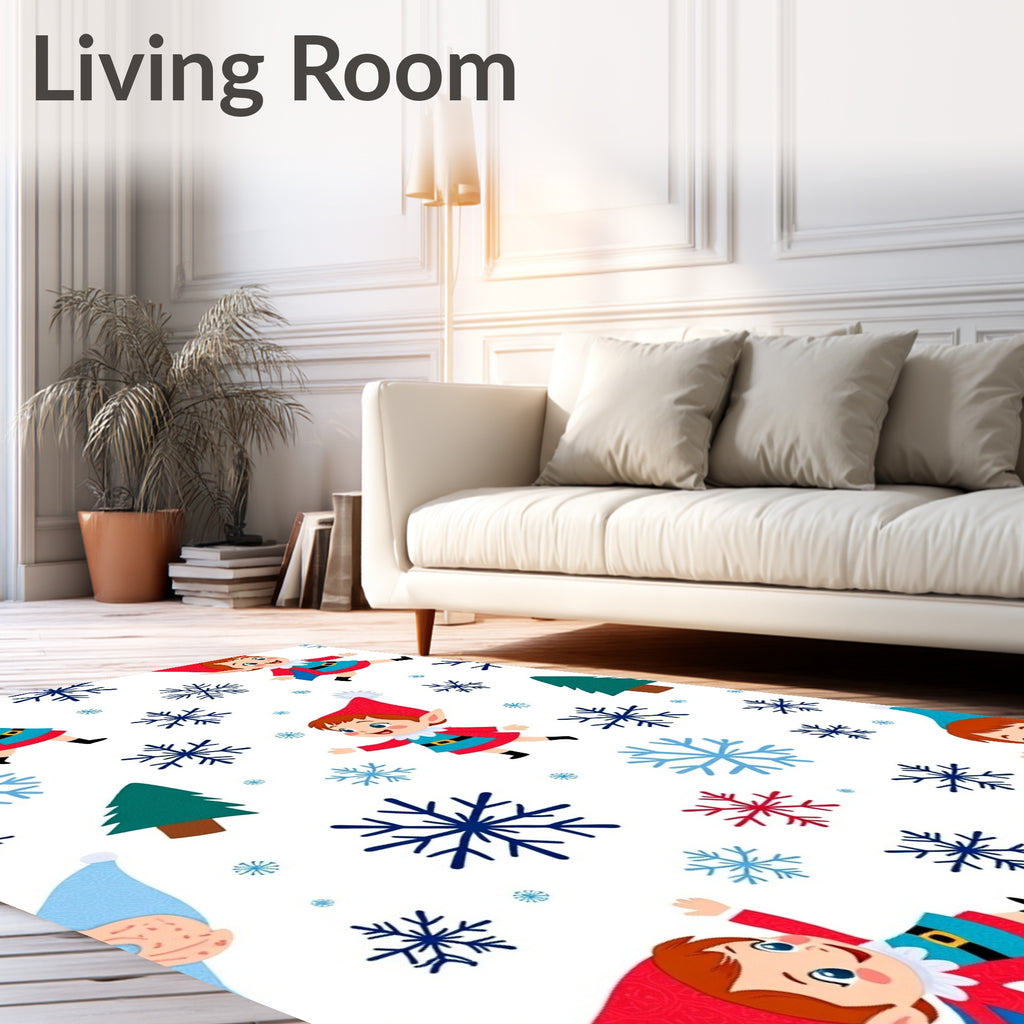 Cute Elf Snowflake Christmas Celebration Rug