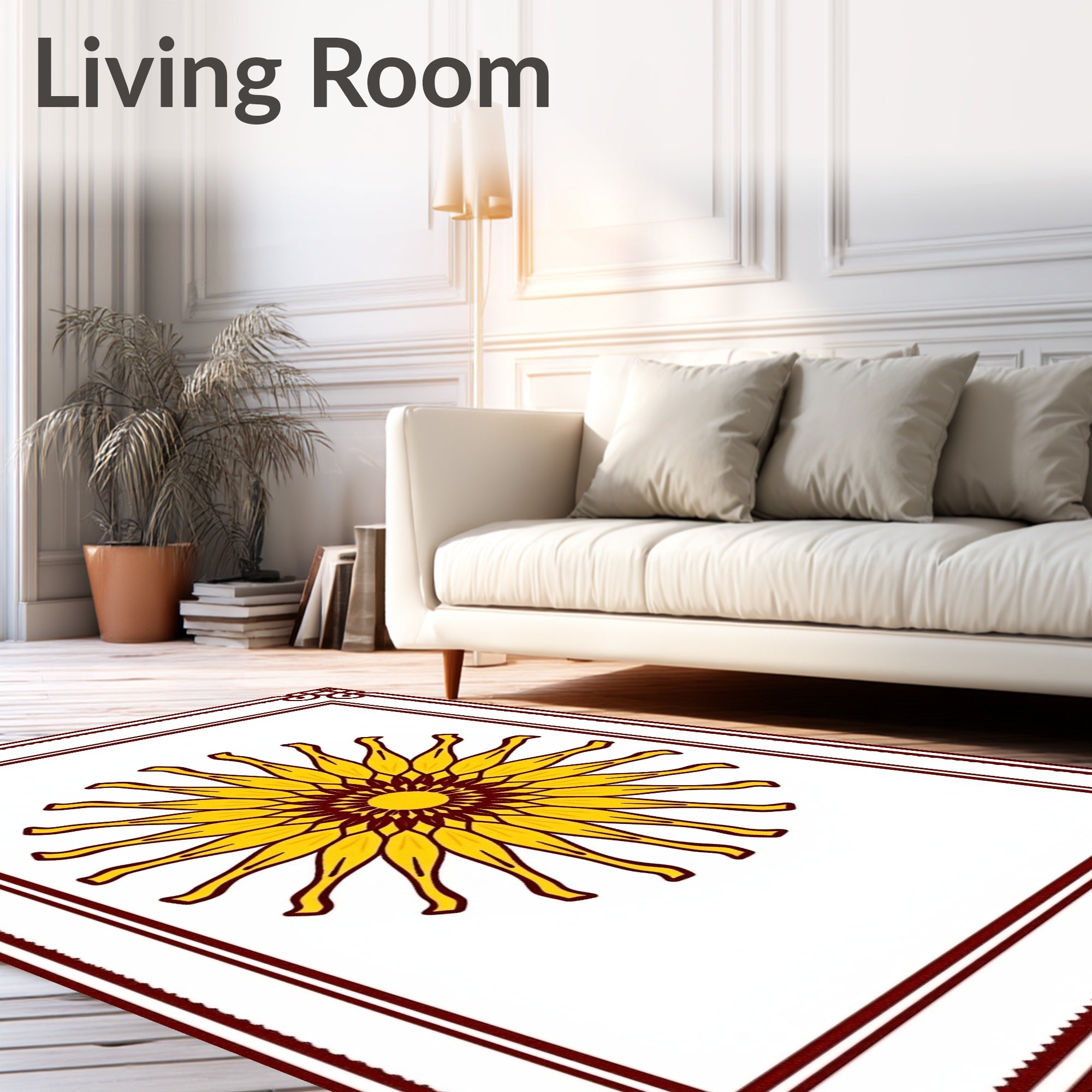 Radiant Yellow Sunburst Mandala Rug
