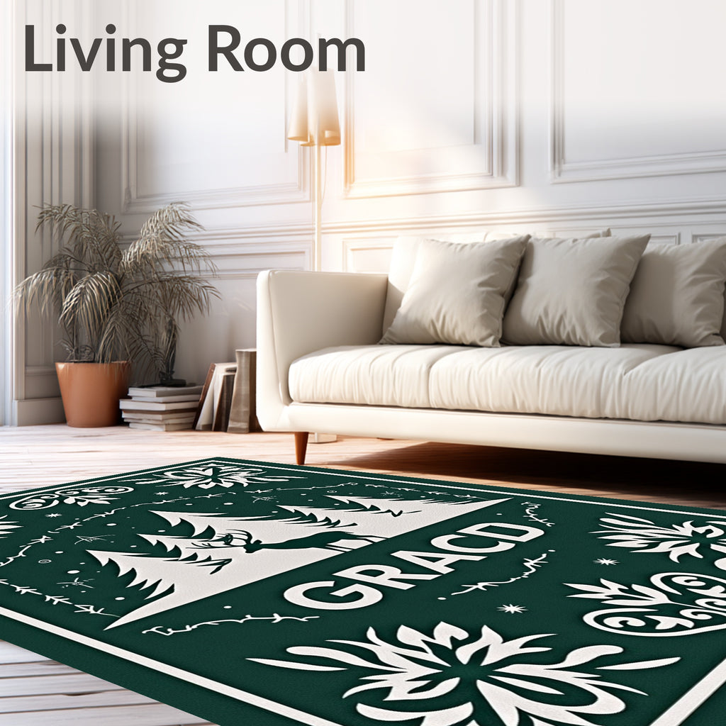 Deep Forest Deer Woodland Scene Rug