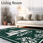 Deep Forest Deer Woodland Scene Rug