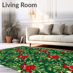Red Berry Greenery Floral Arrangement Rug