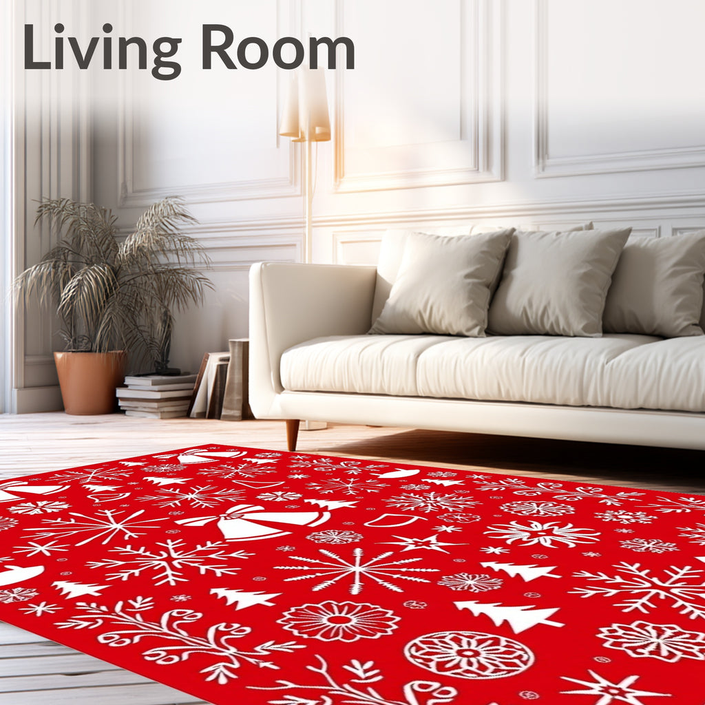 Festive Red White Holiday Icon Mix Rug