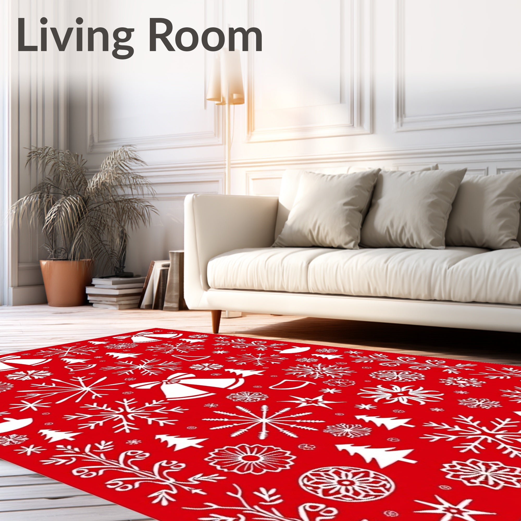 Festive Red White Holiday Icon Mix Rug