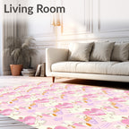 Pink Heart Bird Swirls Pastel Rug
