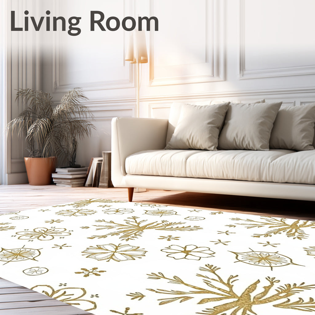 Gold Snowflake Botanical Medallion Rug