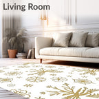 Gold Snowflake Botanical Medallion Rug