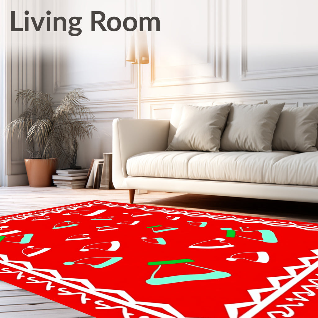 Red Christmas Santa Hat Scatter Rug