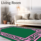Light Pink Ornate Floral Scroll Border Rug