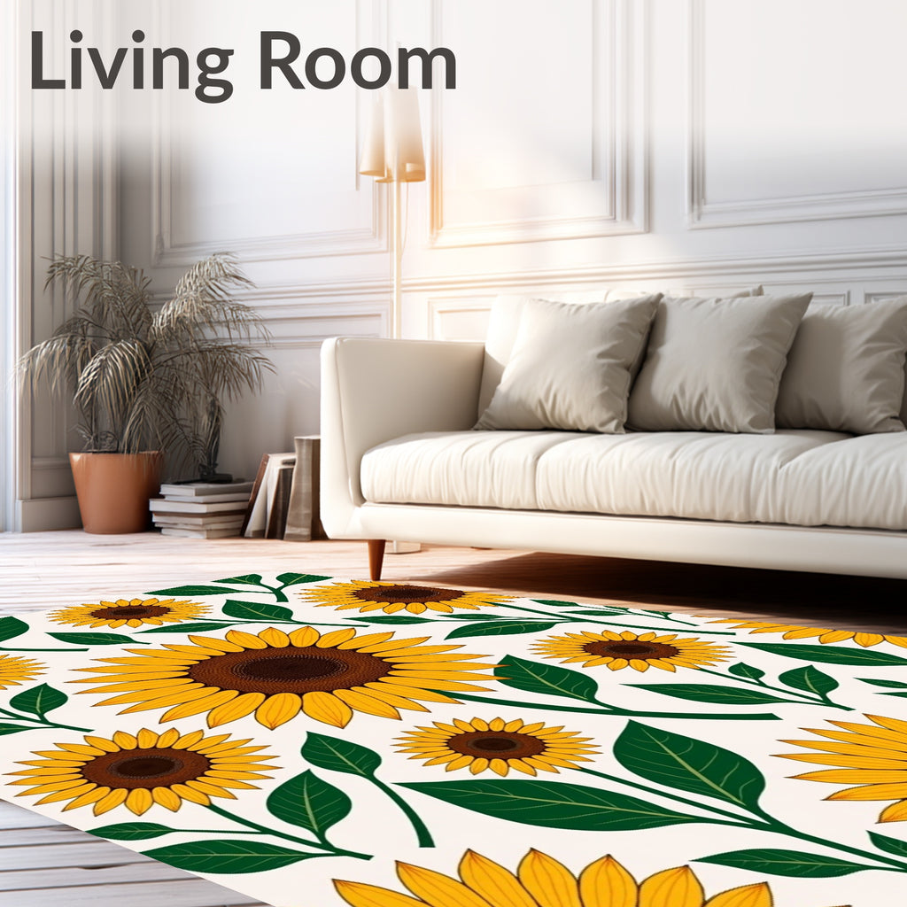 Golden Sunflower Garden Fresh Bloom Rug