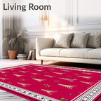 Crimson Pinecone Forest Whimsical Border Rug